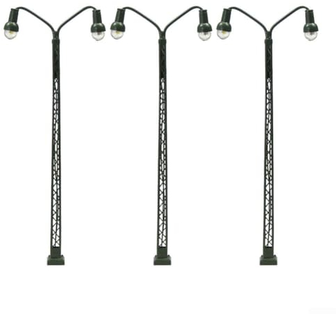 Emiif Modelleisenbahn Zug Lampe Pfosten Straßenbeleuchtung TT Gauge Skala, LED-Lichtquelle (3 Stück)
