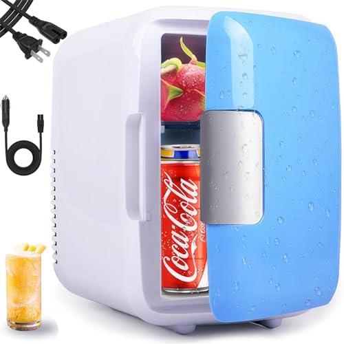 Gofemial Frigorifero Piccolo Mini Frigo Portatile 4 Litri, Frigo da Camera con Funzione di Raffreddamento e Riscaldamento Silenzioso, Mini Frigo Bar per Auto Uffici e Camere da Letto modalità