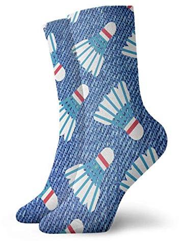 FJQWKLF Badminton Denim Lover Crew Lässige kurze Socken für Männer und Frauen