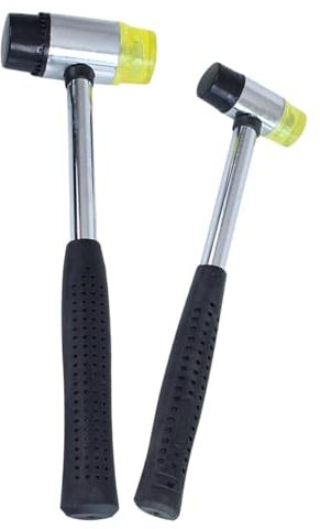 2 Stück Gummihammer Schonhammer Doppelkopf Gummihammer Kunststoffhammer Gummi Hammer Stahlrohrstiel Schonhammer für Leder, Holz, Schmuck,Kunststoff(SIZE:25mm+35mm)