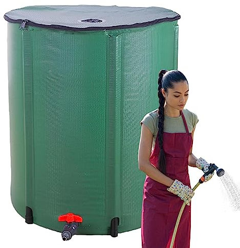 Barile di Pioggia da Giardino, Barile di Pioggia Pieghevole di Grande Capacità, Barile di Pioggia Pieghevole per Stoccaggio Acqua, Barile di Pioggia Multifunzione con Rubinetto per Filtro, Serbatoi