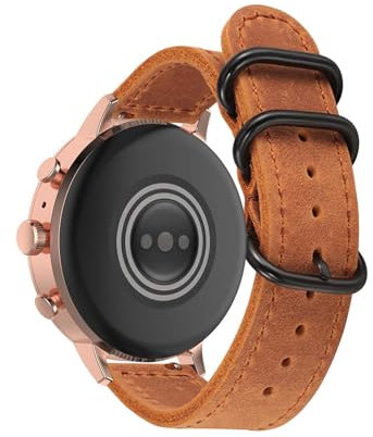 Leder Armbänd Kompatibel mit Fossil Venture Gen 4 HR/Gen 3 Armband Rundschnalle Für Damen Herren Echte Ersatzband mit Uhrenarmband Für Fossil Venture Gen 4 HR/Gen 3 (7)