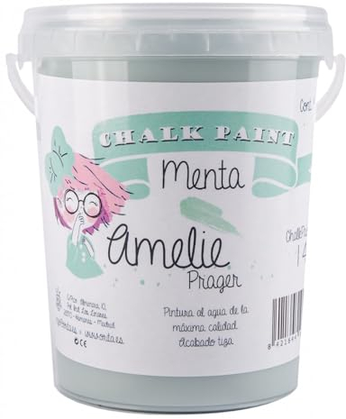 IberNorma Amelie Prager 1 Litro Pintura a la Tiza para muebles, Chalk paint para decoración y manualidades en madera 1L (14 Menta)