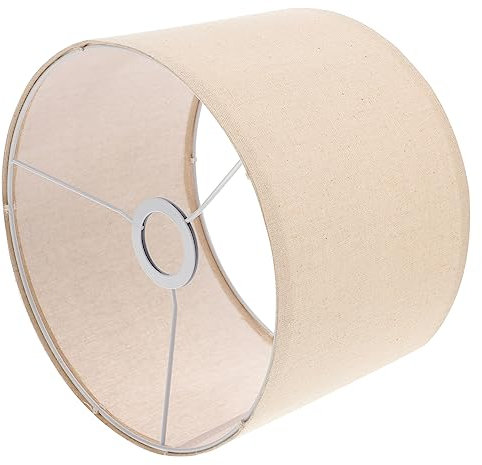 Alipis Abat-Jour Tambour en Tissu Lin Naturel E27 Couvre-Lampe Rond à Clipser sur L'ampoule de Remplacement pour Lampes Suspendues de Table Beige