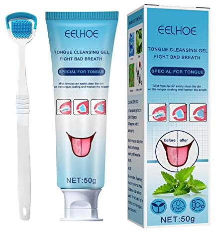 Gel orale per la pulizia della bocca, tuta in gel per la pulizia della lingua, con pennello per trattamento del mughetto, prodotti per l'igiene orale, per rimuovere l'alito cattivo, raschietti per