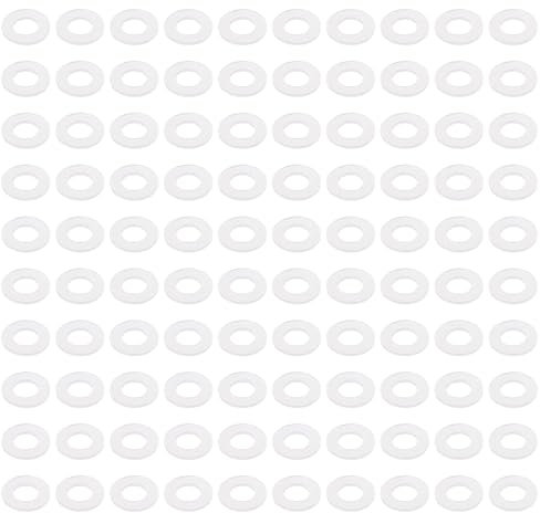 PATIKIL Nylon Flat Washers 3mm ID 6mm OD 0.5mm Thick M3 Hard Plastic Round Sealing Flange Gaskets-Applications for Machinery Electronics -[Qty 100 White]