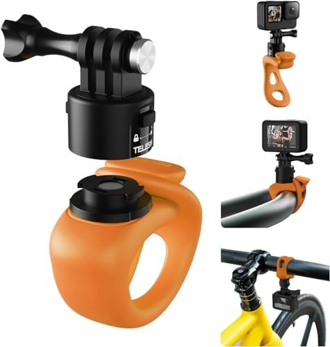 TELESIN Quick Release Flexible Mount Wrap Band, Bike Handlebar Roll Bar Tube Stick Pole Mounting Accessories For GoPro Action Cameras Insta360 Ace Pro DJI Action Camera Mount (Orange, Quick Release)