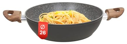 Avilia Pentola Tegame Antiaderente 26cm in Alluminio con due Manici - Ideale per Cucinare Qualsiasi Pietanza sia sul Fuoco che in Forno - Resistenet e Versatile è Resistente e Facile da Pulire