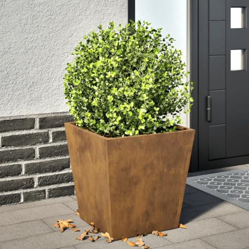 Hovothy Pflanzkübel Blumenkasten Pflanztopf Kräuterbeet Blumenkübel für Balkon Pflanzenbeet Pflanzbeet Anzuchtbeet Pflanzenkübel Garten Pflanzkasten Braun 40x40x40 cm Cortenstahl