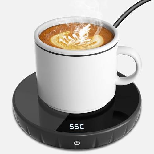 Coffee Mug Warmer with LCD Display, 3 Temperature Settings & Auto Shut-Off | Touch Control Design with 8-hour Timer, Ideal for Keeping Coffee, Milk, Tea and Candles Warm at Home or Office Desks