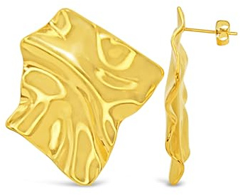ARS-ARGENTI Statement Ohrringe Damen Mädchen Sterling Silber 925 Gold 18K - hypoallergen
