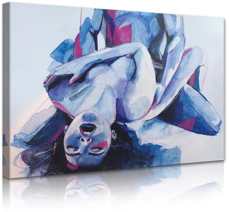 Yatsen Bridge Schlafzimmer-Wandkunst, sexy Wanddekoration, sexy Poster, abstraktes nacktes Paar, Poster, Leinwanddruck, Kunstwerk für Zuhause, Wohnung, Bar, Hotel, gerahmt, fertig zum Aufhängen, 30,5