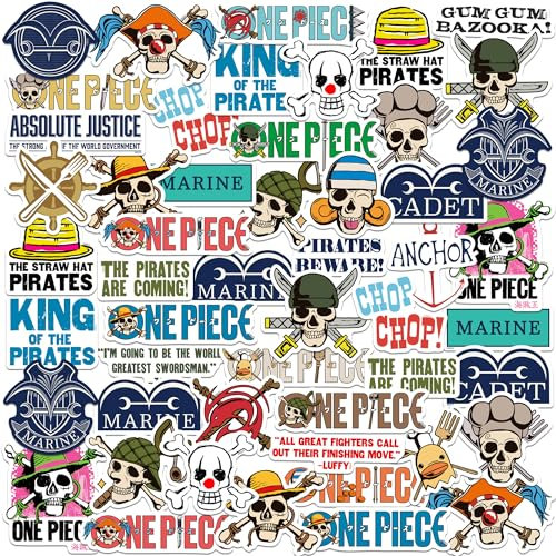One Piece Core 50 ct Vinyl Large Deluxe Stickers Variety Pack - Laptop, Water Bottle, Scrapbooking, Tablet, Skateboards, Indoor/Outdoor