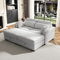 Ravas Ecksofa mit Schlaffunktion und Bettkasten, Wohnlandschaft U Form Sofa mit beweglicher Fußschemel, Cord modulares Schlafsofa mit 4 Kissen, 2 Sitzer Eckcouch für Wohnzimmer, Wohnung, Grau