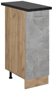 Vicco Apothekerschrank R-Line, Beton, 30 cm | 1 Auszug · Arbeitsplatte Anthrazit · Höhenverst. Füße · 2 Einlegeböden · ✓ Frei kombinierbar