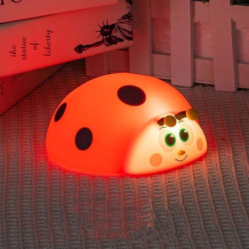 Kinder Nachtlicht, süße Marienkäfer Nachttischlampe aus Silikon Dimmbar Touch Akku Nachtlicht LED tragbares USB Aufladbare Nachtleuchte süße Tiere Nachtlampe für Babyzimmer Kindergeschenke