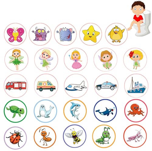 Töpfchentraining Aufkleber,Lustige Töpfchen Trainingsaufkleber,Farbwechselnde Pinkelaufkleber,Toiletten Farbwechsel Aufkleber,Wiederverwendbar Potty Training Stickers 25 Stück Tokaneit