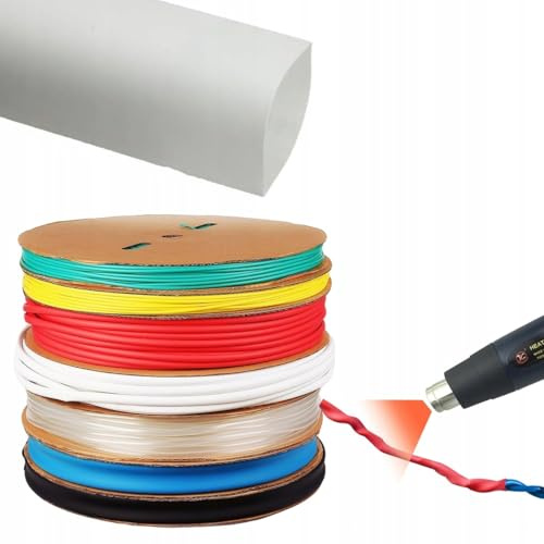 Rosfix – Weiße Schrumpfschlauch 20mm 1m | Selbstverlöschend, UV-beständig, 2:1 Schrumpfverhältnis | Elektronik, Automobilindustrie | Schrumpfschläuche für Isolierung und Schutz