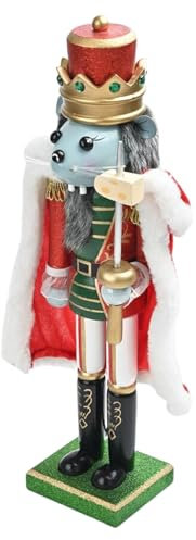 Uqezagpa Wood Nutcrackers Mouse King Figurine Ornament 38cm Christmas Tabletop Shelves Decoration Festival Puppet Figure