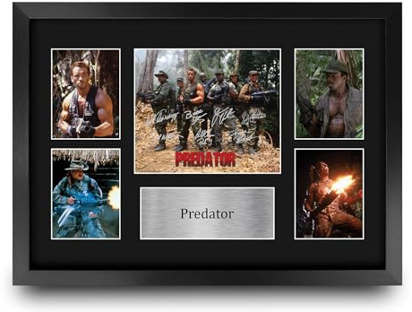 HWC Trading Predator Geschenke Geducktes Signiertes Autogramm Präsentationsdisplay für Fans von Film Memorabilien - A3 Gerahmt