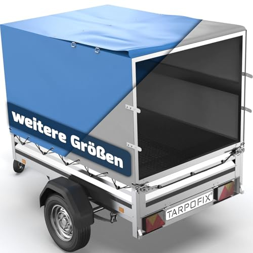 Tarpofix® Anhänger Plane 212x123x90 cm | Brenderup Hochplane für PKW | Anhängerplane aus PVC, inkl. Planenseil | randverstärkt & wetterfest | Anhänger Abdeckung für 500-850 kg Hänger | Grau