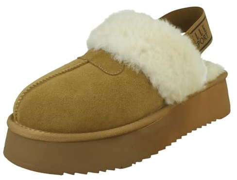 Ladies Elle Sport Casual Slip On Suede Warmlined Chunky Slipper Shoes F4R479