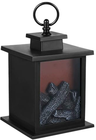 Cheminée électrique, Petite cheminée électrique Effet de Flamme réaliste Lanterne LED alimentée par Batterie Petite pour la décoration de Table à la Maison