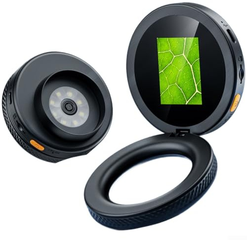 Tragbares digitales Mikroskop mit 2 MP Autofokus, 500-facher Zoom und faltbarem Design, ausgestattet mit 8 LED-Leuchten für detaillierte Bilderfassung und einfache Aufbewahrung