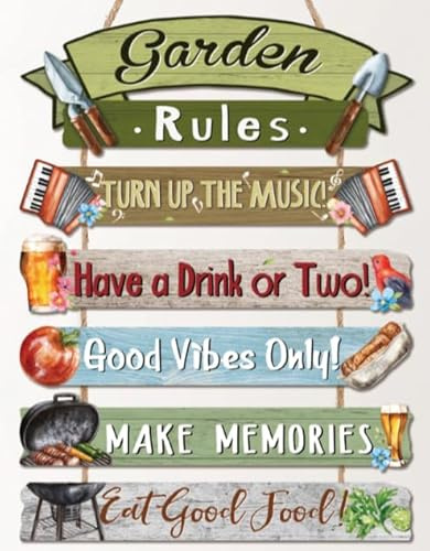 TOARTi Garden Rules Wall Sign Gardening Gifts for Women Men Outdoor Yard Rustic Hanging Wooden Plaque Garden Spring Welcome Sign Presents for Gardeners Women Home Art Decor