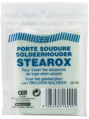 GEB STEAROX porte soudure. Feutre imprégné pour lissage des soudures type étain-plomb avant solidification, sans se brûler. A combiner avec le suif afin de se protéger de la chaleur. (Lot de 6)