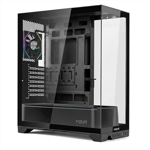 Noua Utopia FK100, Case Gaming ATX, Triplo Vetro Temperato Continuo Senza Cornici, Ventola ARGB e Strip LED ARGB, Supporto Raffreddamento Liquido fino a 360mm, Nero