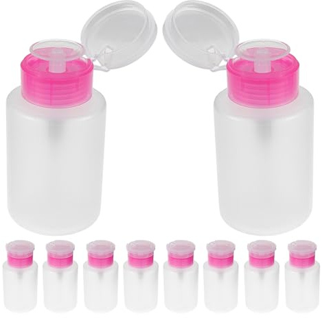 Mipcase 10pcs Push down Empty Pump Bottles for Toiletries Makeup Remover Portable Nail Wipe Dispenser Press Pump Refillable Cotton Pad Bottles for Manicure Supplies