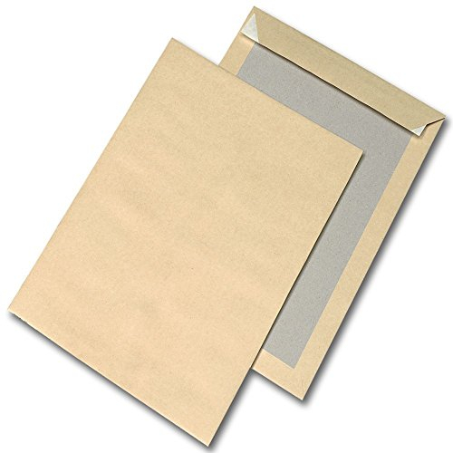 125 Versandtaschen B4 250x353mm mit Papprückwand / Kartonrücken 120g/m², braun (natron), ohne Fenster, haftklebend, HK