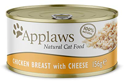 Applaws 100% natürliches Premium-Nassfutter für Katzen, Hühnerbrust mit Käse in Brühe - Packung mit 24 x 156g Dosen