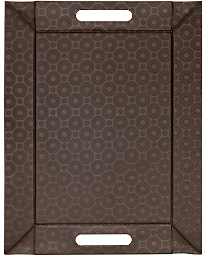 Freeform Faux Leather Tray, Chocolate Circles, 45x35cm