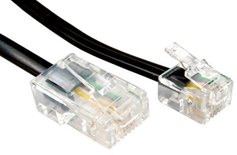 kenable RJ11 Male Plug to 4 wire RJ45 Male Plug Flat Cable Lead 3m BLACK [3 metres]
