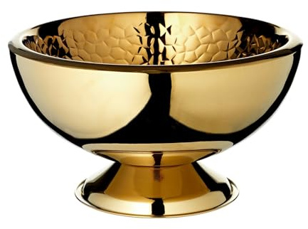 EDZARD Rafraîchisseur de bouteilles Bruno (H 24 cm, Ø 43 cm), à double paroi, finition dorée, intérieur à motif, en acier inoxydable poli miroir