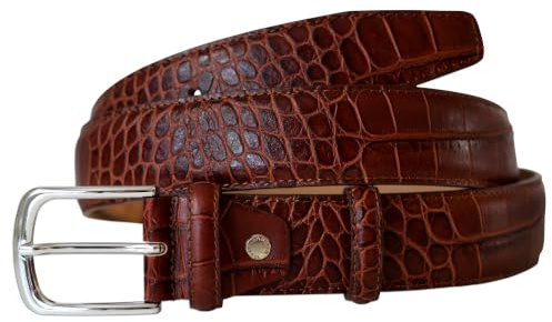 PASQUALE CUTARELLI Ledergürtel mit Krokodilmuster Cognac, 115-cm