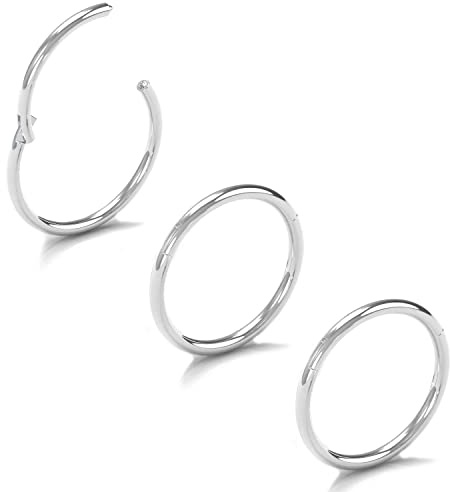 NewkeepsR Stahl 3 Stck-1.0mm Dicke 316L Chirurgenstahl Gelenk Clicker Segment Nahtlose Ringe, Nahtlose Lappen Knorpel Tragus Ohrring Nase Hoop-9mm