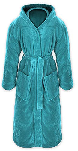 Gräfenstayn® Damen & Herren Kuschelfleece Bademantel mit Kapuze Größe S-XXXL mit Öko-Tex Standard 100 Flanell Fleece (XXL, Türkis)