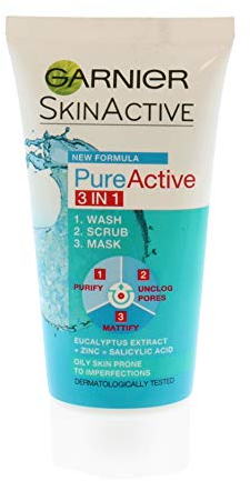 Garnier Pure Active 3 in 1 Wash, Scrub & Mask