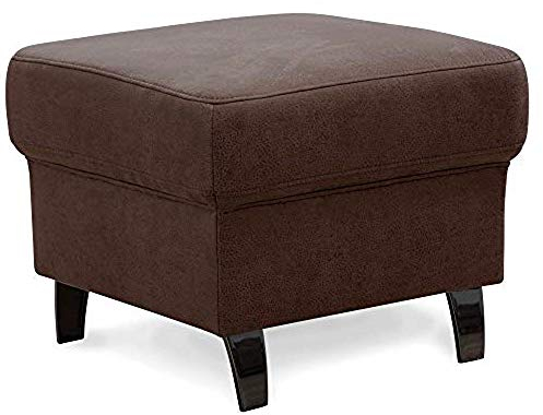 Cavadore Hocker Ammerland, Polsterhocker, Fußbank für Wohnzimmer passend zur Wohnlandschaft Ammerland, 58 x 48 x 58, lederoptik cognac