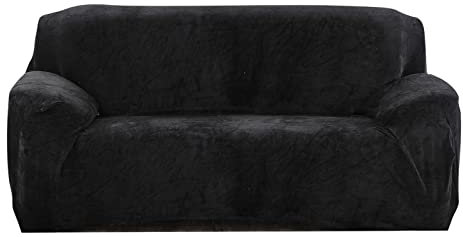 PETCUTE Sofabezüge Elastische 2 Sitzer Sofabezüge Dicke couchbezug Sofa Überwürfe Sofahusse Schwarz