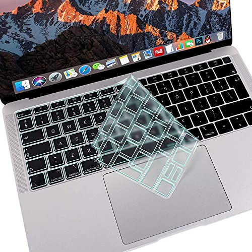 MOSISO Ultra Dünn TPU Tastaturschutz Kompatibel mit MacBook Air 13 Zoll 2019 2018 A1932 Retina Display mit Touch ID, Weicher Schutz Transparenter Hautschutz EU-Layout, Minz Grün