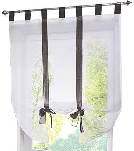 Yaland Voile Raffrollo mit Schlaufen transparente Unifarbige Raffgardine mit Schlaufen Wohnzimmer Schals (BxH 60x120cm, grau) 1 Stück