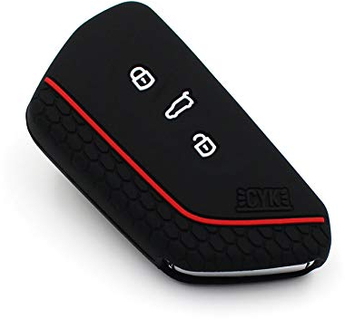 Schlüssel Hülle VF für 3 Tasten Auto Schlüssel Silikon Cover Schlüsselhülle Etui Schutzhülle (.Schwarz Rot)
