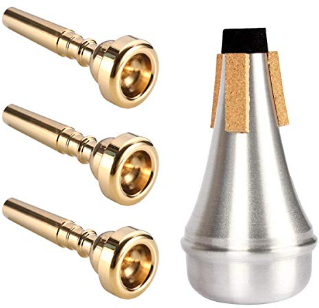 Trompetenmundstück (3C, 5C, 7C), Gold mit leichtem Aluminium, Trompetendämpfer für Yamaha Bach Conn King, -Musikinstrumente, Zubehör, 3 Stück