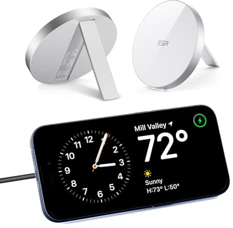 ESR for Magsafe Ladegerät, Wireless Charger mit Ständer für iPhone 16/16 Pro/16 Pro Max/15/14/13, AirPods 4/3/2 Pro,Induktive Ladestation mit 1,5m Verstärktem Nylonkabel, Weiß (Ohne Netzteil)