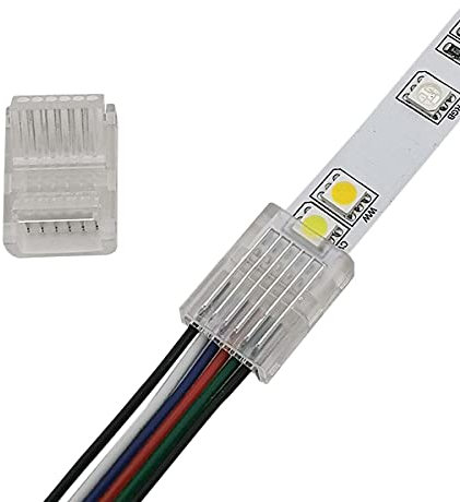 Masterwon 6 Pin LED Strip to Wire Connectors 12mm RGB CCT Unwired Clips Solderless Adapter Terminal Extension Connection fo 24V Multicolour LED Lights Strip