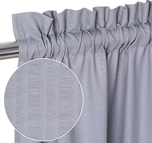 CAROMIO Waterproof Embossed Textured Tier Curtains - Short Cafe Curtains for Kitchen, Bathroom, Bedroom & Living Room, 2 x 30 W x 24 L, Grey